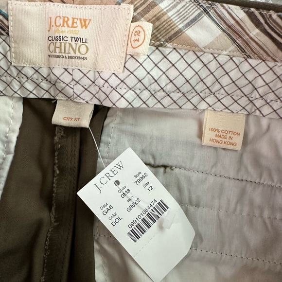 NWT J. Crew 9” City Fit Cotton Chino Shorts Olive Brown size 12 - Picture 12 of 15